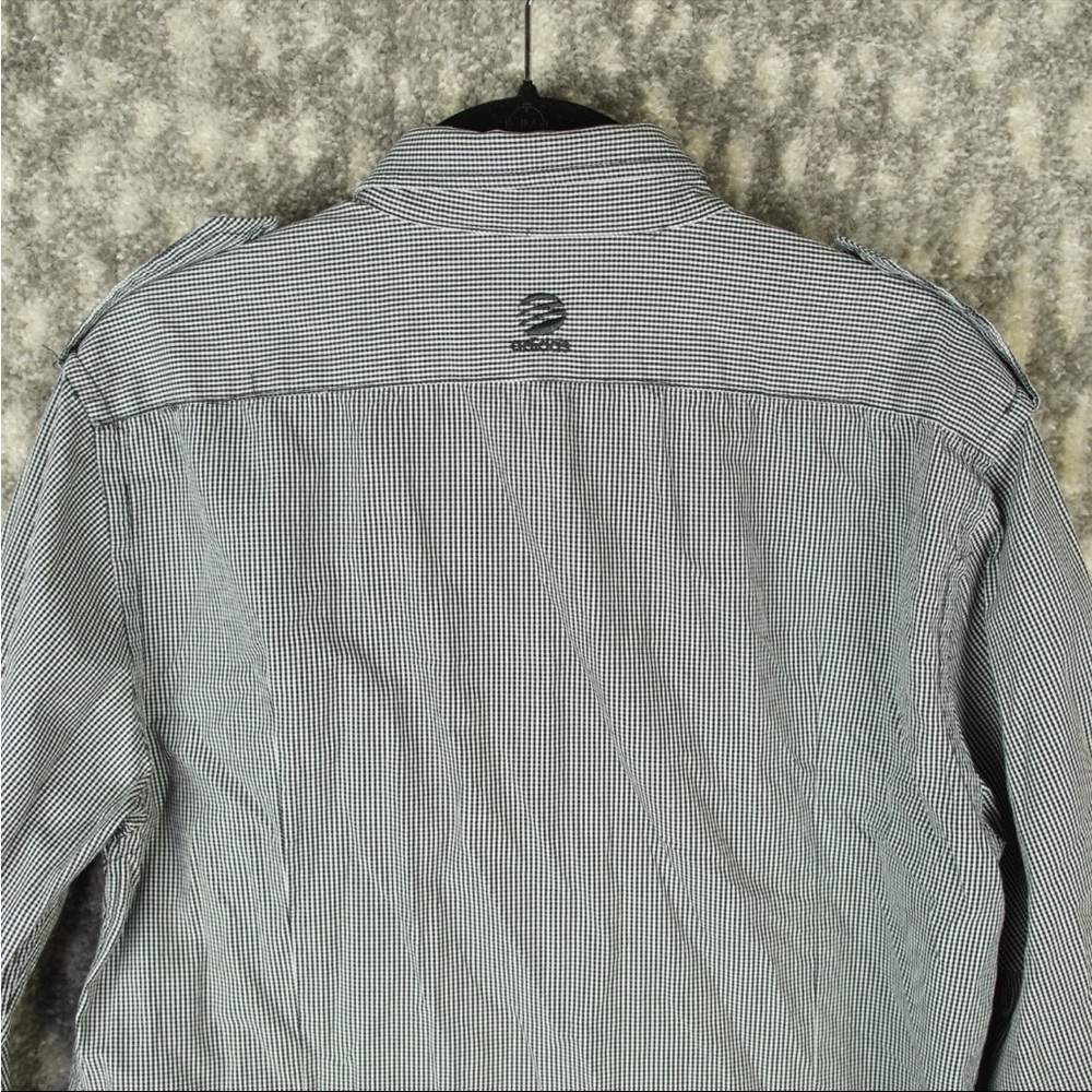 Adidas SLVR Button Up Long Sleeve Shirt Mens Large Gray Check Pattern Cotton - Picture 5 of 13